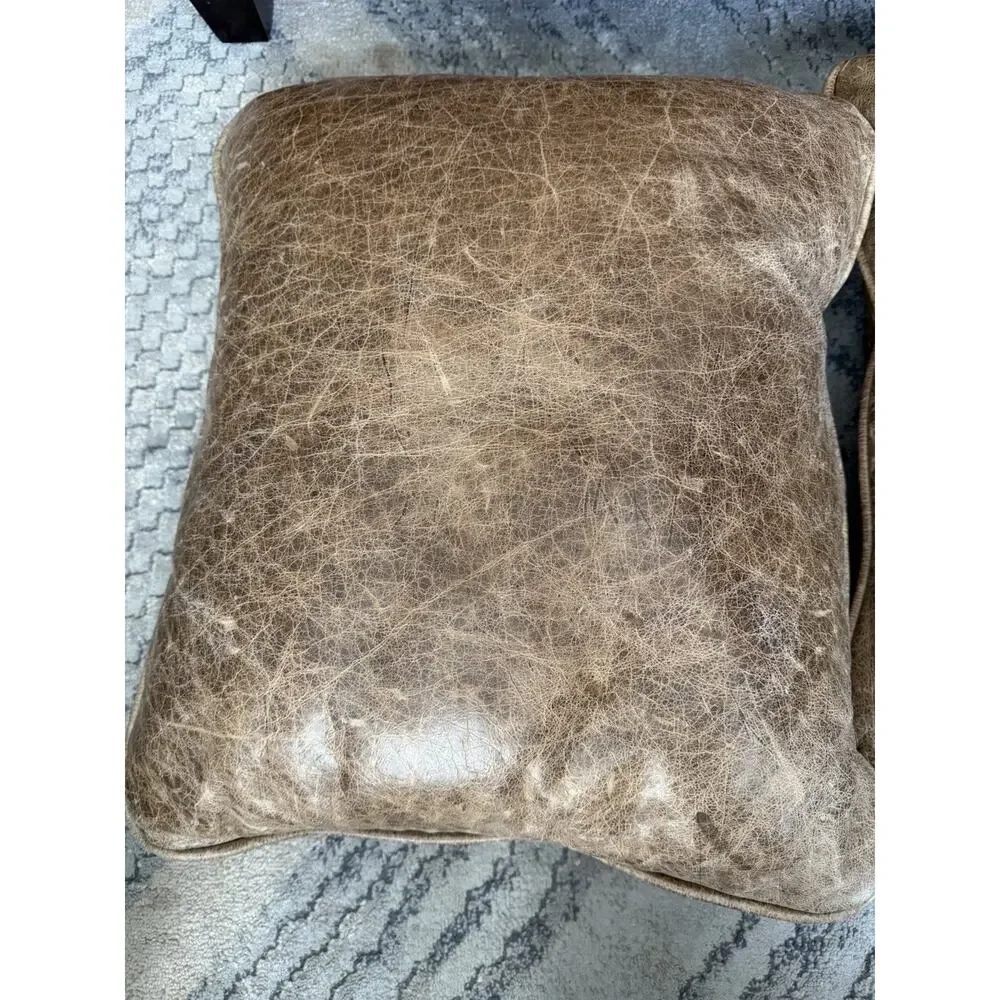 Judy Gibson Genuine Leather Pillow Covers Animal Print Signed Covers Only 18x20”